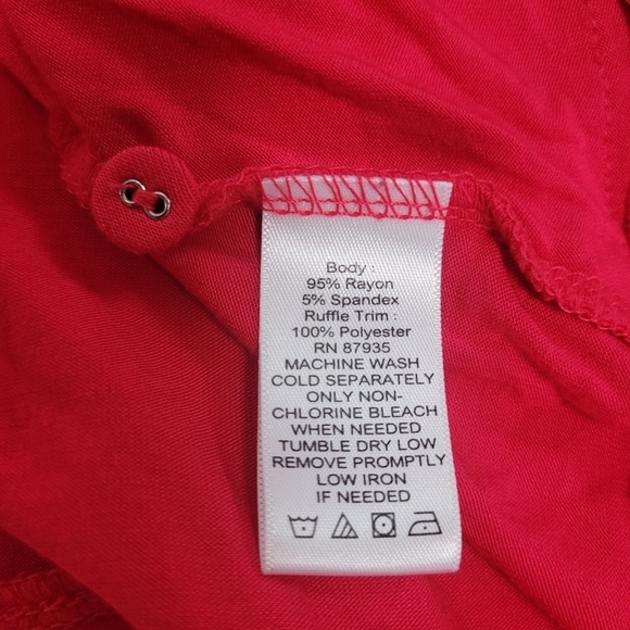 LOGO by Lori Goldstein Women's Hot Pink Cardigan Tunic Lace Trim Top Size M - Picture 7 of 9